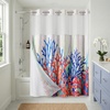 image:imageAmericanflat 71x74 Boho Shower Curtain  WaterResistant Long Shower Curtain with Durable Metal Grommets and 12 Hooks  100 Polyester  Black Mustard Yellow Terracotta and BeigeRed  Blue