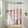 image:imageAmericanflat 71x74 Boho Shower Curtain  WaterResistant Long Shower Curtain with Durable Metal Grommets and 12 Hooks  100 Polyester  Black Mustard Yellow Terracotta and BeigeSage  Terracotta