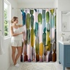 image:imageAmericanflat 71x74 Boho Shower Curtain  WaterResistant Long Shower Curtain with Durable Metal Grommets and 12 Hooks  100 Polyester  Black Mustard Yellow Terracotta and BeigeBlue Oval