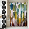 image:imageAmericanflat 71x74 Boho Shower Curtain  WaterResistant Long Shower Curtain with Durable Metal Grommets and 12 Hooks  100 Polyester  Black Mustard Yellow Terracotta and BeigeBlue Oval