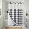 image:imageAmericanflat 71x74 Pink Ombre Shower Curtain  WaterResistant Long Shower Curtain with Durable Metal Grommets and 12 Hooks  100 PolyesterBlack  White