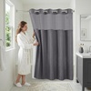 image:imageAmericanflat 71x74 Pink Ombre Shower Curtain  WaterResistant Long Shower Curtain with Durable Metal Grommets and 12 Hooks  100 PolyesterDark Grey