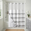 image:imageAmericanflat 71x74 Pink Ombre Shower Curtain  WaterResistant Long Shower Curtain with Durable Metal Grommets and 12 Hooks  100 PolyesterGrey Stripe