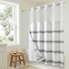 image:imageAmericanflat 71x74 Pink Ombre Shower Curtain  WaterResistant Long Shower Curtain with Durable Metal Grommets and 12 Hooks  100 PolyesterGrey Stripe