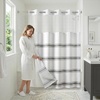 image:imageAmericanflat 71x74 Pink Ombre Shower Curtain  WaterResistant Long Shower Curtain with Durable Metal Grommets and 12 Hooks  100 PolyesterGrey Stripe