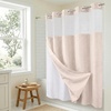 image:imageAmericanflat 71x74 Pink Ombre Shower Curtain  WaterResistant Long Shower Curtain with Durable Metal Grommets and 12 Hooks  100 PolyesterWarm Beige
