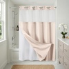 image:imageAmericanflat 71x74 Pink Ombre Shower Curtain  WaterResistant Long Shower Curtain with Durable Metal Grommets and 12 Hooks  100 PolyesterWarm Beige