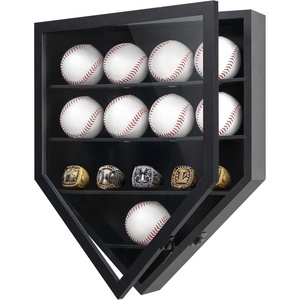 image:imageAmericanflat 378x43 Baseball Bat Display Case  Black  Lockable with key polished plexiglass front custom cutouts hold a bat and ball mounts vertically or horizontallyBlack  Baseball Display Case
