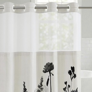image:imageAmericanflat 71x74 Boho Shower Curtain  WaterResistant Long Shower Curtain with Durable Metal Grommets and 12 Hooks  100 Polyester  Black Mustard Yellow Terracotta and BeigeBlack  Mauve