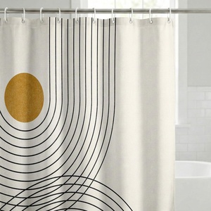 image:imageAmericanflat 71x74 Boho Shower Curtain  WaterResistant Long Shower Curtain with Durable Metal Grommets and 12 Hooks  100 Polyester  Black Mustard Yellow Terracotta and BeigeBronze  White
