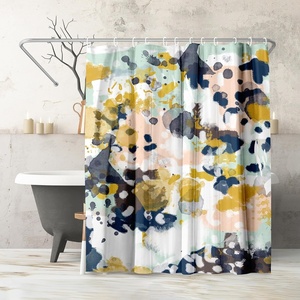image:imageAmericanflat 71x74 Boho Shower Curtain  WaterResistant Long Shower Curtain with Durable Metal Grommets and 12 Hooks  100 Polyester  Black Mustard Yellow Terracotta and BeigeNavy