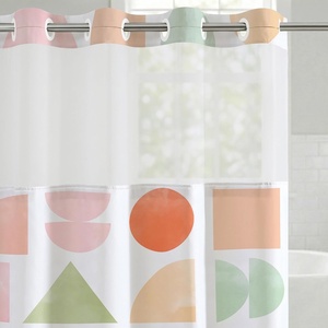image:imageAmericanflat 71x74 Boho Shower Curtain  WaterResistant Long Shower Curtain with Durable Metal Grommets and 12 Hooks  100 Polyester  Black Mustard Yellow Terracotta and BeigePeach  Sage