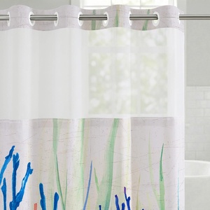 image:imageAmericanflat 71x74 Boho Shower Curtain  WaterResistant Long Shower Curtain with Durable Metal Grommets and 12 Hooks  100 Polyester  Black Mustard Yellow Terracotta and BeigeRed  Blue