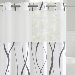 image:imageAmericanflat 71x74 Boho Shower Curtain  WaterResistant Long Shower Curtain with Durable Metal Grommets and 12 Hooks  100 Polyester  Black Mustard Yellow Terracotta and BeigeWhite