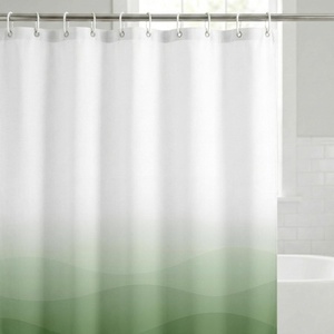 image:imageAmericanflat 71x74 Light Blue Ombre Shower Curtain  WaterResistant Long Shower Curtain with Durable Grommets and 12 Hooks  100 PolyesterWave Green Ombre