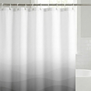 image:imageAmericanflat 71x74 Light Blue Ombre Shower Curtain  WaterResistant Long Shower Curtain with Durable Grommets and 12 Hooks  100 PolyesterWave Grey Ombre