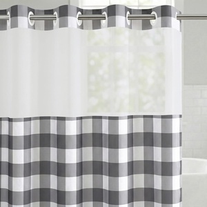 image:imageAmericanflat 71x74 Pink Ombre Shower Curtain  WaterResistant Long Shower Curtain with Durable Metal Grommets and 12 Hooks  100 PolyesterBlack  White