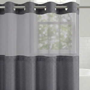 image:imageAmericanflat 71x74 Pink Ombre Shower Curtain  WaterResistant Long Shower Curtain with Durable Metal Grommets and 12 Hooks  100 PolyesterDark Grey