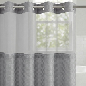 image:imageAmericanflat 71x74 Pink Ombre Shower Curtain  WaterResistant Long Shower Curtain with Durable Metal Grommets and 12 Hooks  100 PolyesterLight Grey