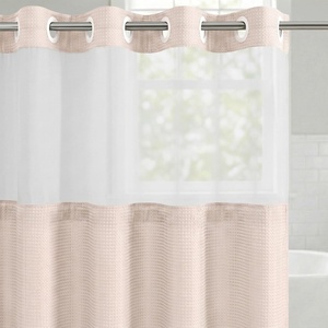 image:imageAmericanflat 71x74 Pink Ombre Shower Curtain  WaterResistant Long Shower Curtain with Durable Metal Grommets and 12 Hooks  100 PolyesterWarm Beige