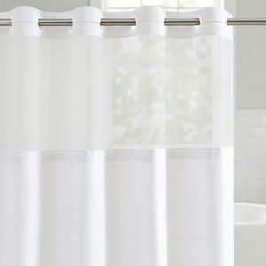 image:imageAmericanflat 71x74 Pink Ombre Shower Curtain  WaterResistant Long Shower Curtain with Durable Metal Grommets and 12 Hooks  100 PolyesterWhite  Grey