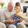 image:imageAmericanflat Large Flag Display Case for Folded 5x95 Burial Flags  Engineered Wood Display Box for Wall or Tabletop  Silhouette Collection  Barn WoodBarn Wood