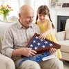 image:imageAmericanflat Large Flag Display Case for Folded 5x95 Burial Flags  Engineered Wood Display Box for Wall or Tabletop  Silhouette Collection  Barn WoodMahogany