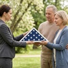 image:imageAmericanflat Large Flag Display Case for Folded 5x95 Burial Flags  Engineered Wood Display Box for Wall or Tabletop  Silhouette Collection  Barn WoodWhite