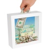 image:imageAmericanflat 5x7 Rainy Day Shadow Box Frame with Polished CrystalClear Glass  Money Saver Shadow Box with Slot On Top for Wall Display  Black Frame Ideal for Vacation Wedding or Adult Piggy BankWhite