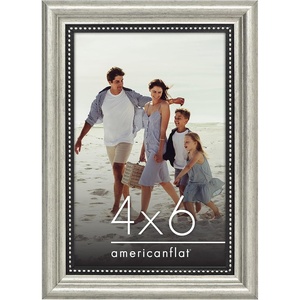 image:imageAmericanflat 4x6 Vintage Picture Frame  Silver  Ornate beaded accents Shatterresistant glass wall or tabletop display with included easel sawtooth hangers included