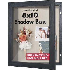 image:imageAmericanflat 8x10 Shadow Box Frame  Engineered Wood  Black  Shatterresistant glass 14 inch interior depth hangs vertical or horizontal displays keepsakes medals and memorabiliaBlack