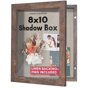 image:imageAmericanflat 8x10 Shadow Box Frame  Engineered Wood  Black  Shatterresistant glass 14 inch interior depth hangs vertical or horizontal displays keepsakes medals and memorabiliaRustic Brown