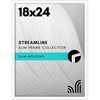 image:imageAmericanflat 18x24 Poster Frame  Slim Molding  White  Polished plexiglass front hangs vertical or horizontal sawtooth hangers included secure turntab backing18X24