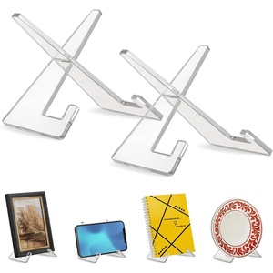 image:imageAmericanflat Acrylic Easel Stand  4 Tabletop Easel and Plate Stand  Set of 2  Lightweight Display Holders for Photos Cards Frames Books Magazines Albums  Home or Office Decor2 Pack