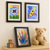 image:imageAmericanflat Family Handprint Kit with Polished Plexiglass  8x10 Frame with Five Panels for DIY Prints  Includes Washable Paint Brushes and Marker  Keepsake Frame for Wall Display  BlackFamily Handprints Kit