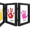 image:imageAmericanflat Family Handprint Kit with Polished Plexiglass  8x10 Frame with Five Panels for DIY Prints  Includes Washable Paint Brushes and Marker  Keepsake Frame for Wall Display  BlackFamily Handprints Kit  4 Openings