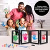 image:imageAmericanflat Family Handprint Kit with Polished Plexiglass  8x10 Frame with Five Panels for DIY Prints  Includes Washable Paint Brushes and Marker  Keepsake Frame for Wall Display  BlackFamily Handprints Kit  4 Openings