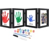 image:imageAmericanflat Family Handprint Kit with Polished Plexiglass  8x10 Frame with Five Panels for DIY Prints  Includes Washable Paint Brushes and Marker  Keepsake Frame for Wall Display  BlackFamily Handprints Kit  4 Openings