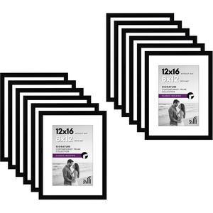 image:imageAmericanflat 12x16 Picture Frame 12Pack  Matted to 8x12  Black  Shatterresistant glass hangs vertical or horizontal hanging hardware included use with or without mat