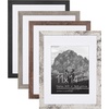image:imageAmericanflat 5x7 Picture Frame Set of 4  Use as 4x6 Picture Frame with Mat or 5x7 Frame Without Mat  Rustic Picture Frames with Textured Engineered Wood Shatter Resistant Glass and EaselRustic Lodge