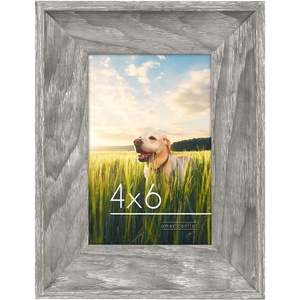 image:imageAmericanflat 8x10 Rustic Picture Frame in Driftwood Grey with Polished Glass  Horizontal and Vertical Formats for Wall and TabletopDistressed Grey