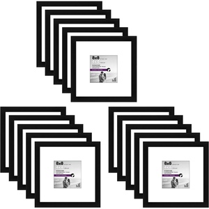 image:imageAmericanflat 8x8 Picture Frame in Black  Displays 4x4 with Mat and 8x8 Without Mat  Engineered Wood with ShatterResistant Glass  Horizontal and Vertical Formats for Wall and Tabletop 15 Pack