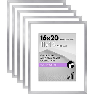 image:imageAmericanflat 16x20 Poster Frame 5Pack  Matted to 11x14  Silver  Slim Molding construction Polished plexiglass front hangs vertical or horizontal sawtooth hangers included