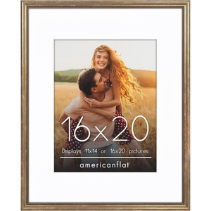 image:imageAmericanflat Vintage Frames  16x20 Picture Frame with Beaded Accents and Polished Plexiglass  Use as 11x14 Frame or Display 16x20 Photos Without Mat  Heirloom Collection  Wall Display  Gold